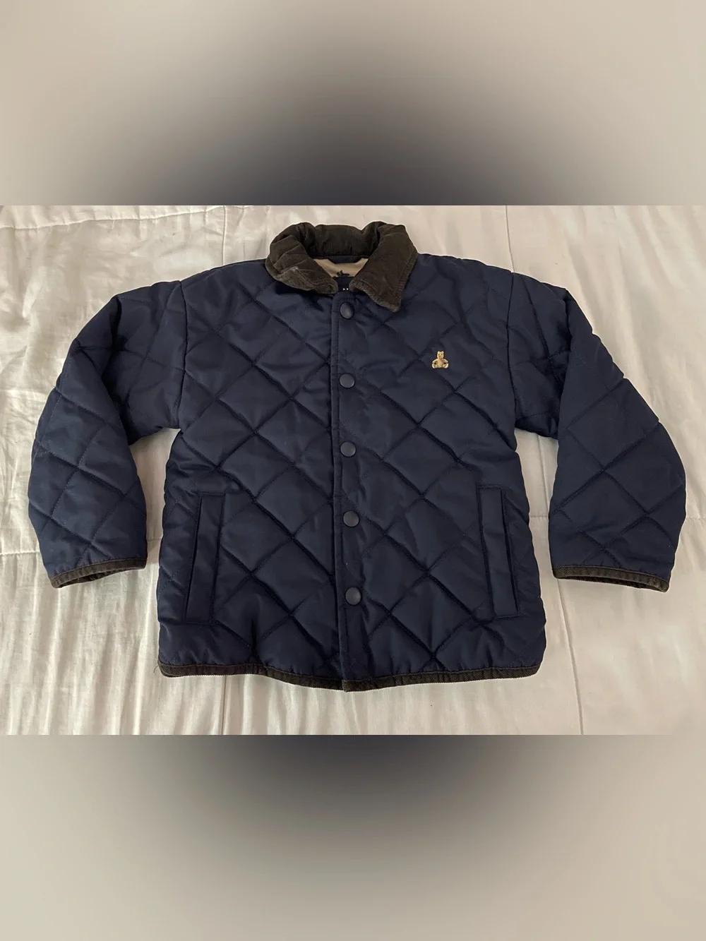 Gap Baby Navy Recycled Quilted Field Jacket 4 Year Corduroy Collar Barn Coat
